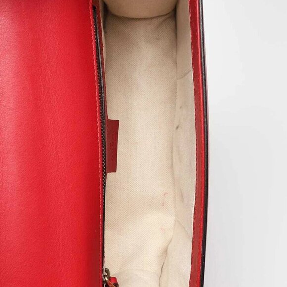 Gucci Red Leather Peony Medium Eye Chain Shoulder Bag - Picture 6 of 11